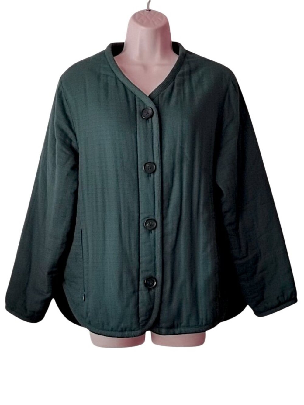 NWOT 7115 By Szeki Quilted Cotton Short Jacket S Teal Blue